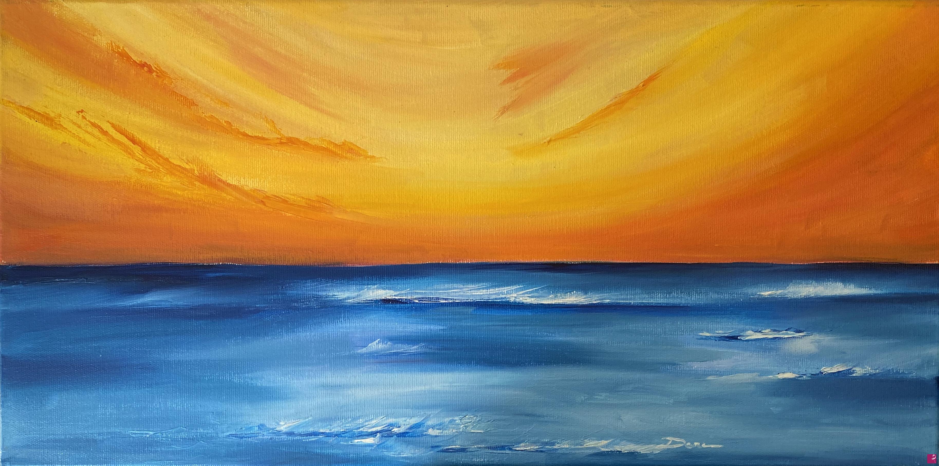 quadri in vendita online - tramonto minimal sul mare
