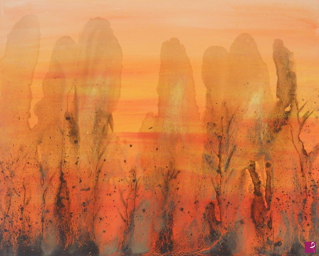 quadri in vendita online - Tramonto nel bosco