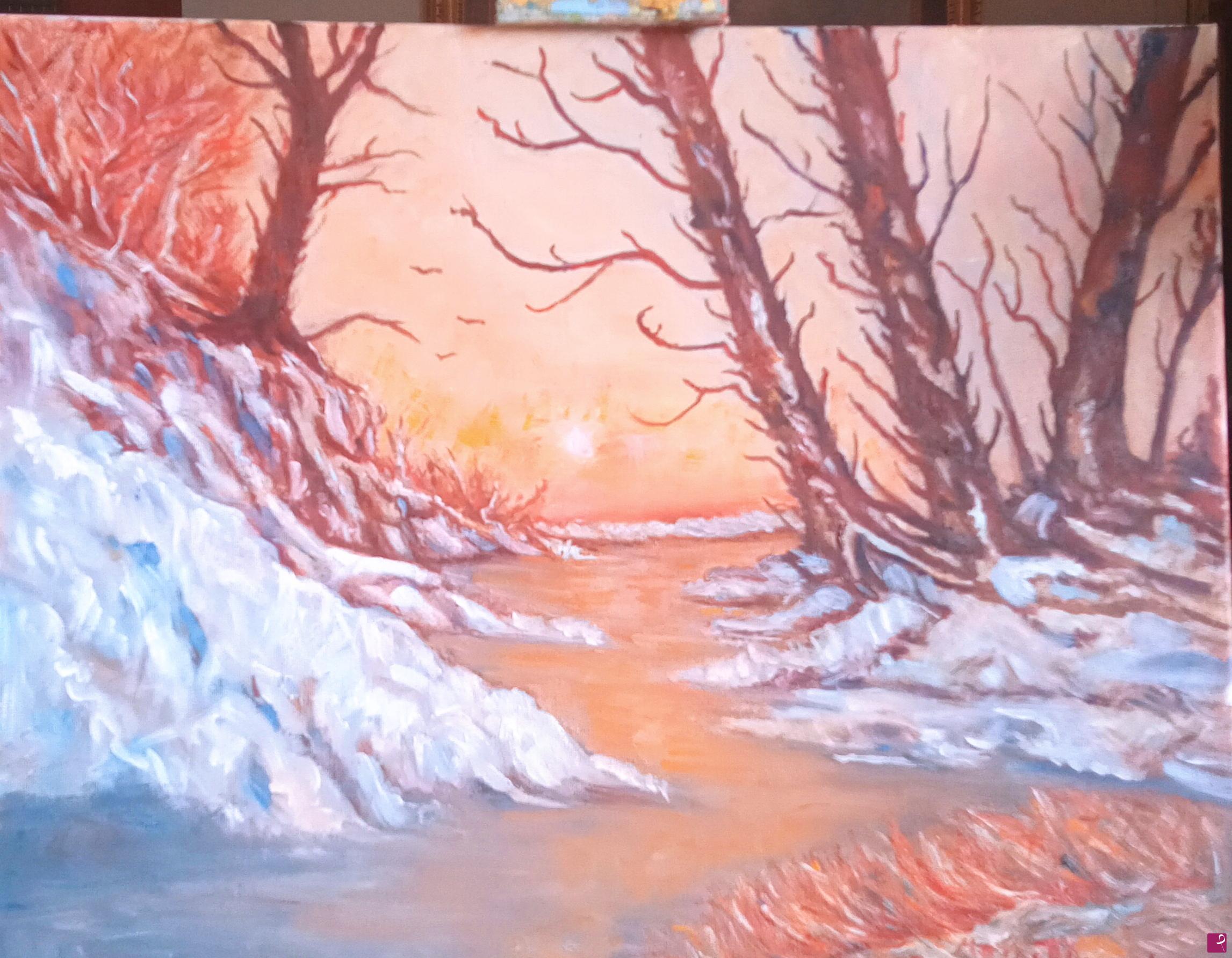 quadri in vendita online - Tramonto nel bosco