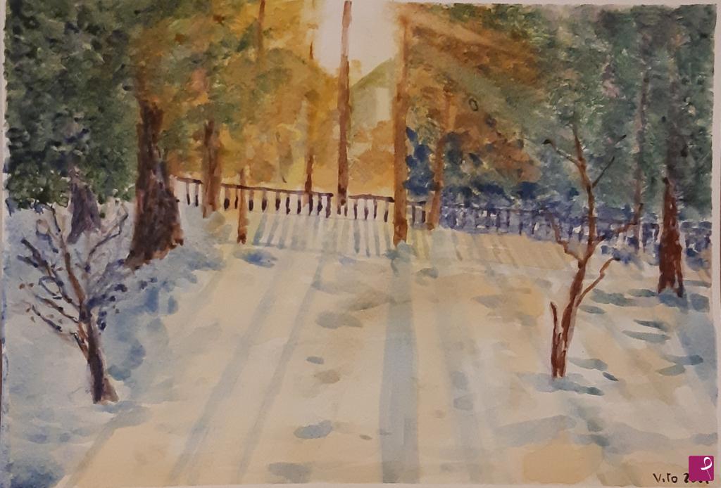 quadri in vendita online - Tramonto nel bosco russo