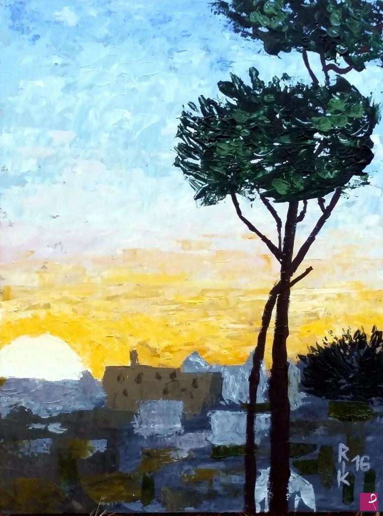 quadri in vendita online - TRAMONTO NEL CENTRO DI ROMA