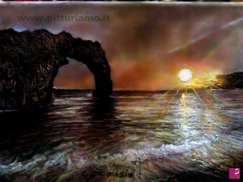 quadri in vendita online - tramonto nel  mare vivo e silente