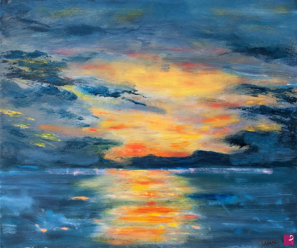 quadri in vendita online - Tramonto nordico