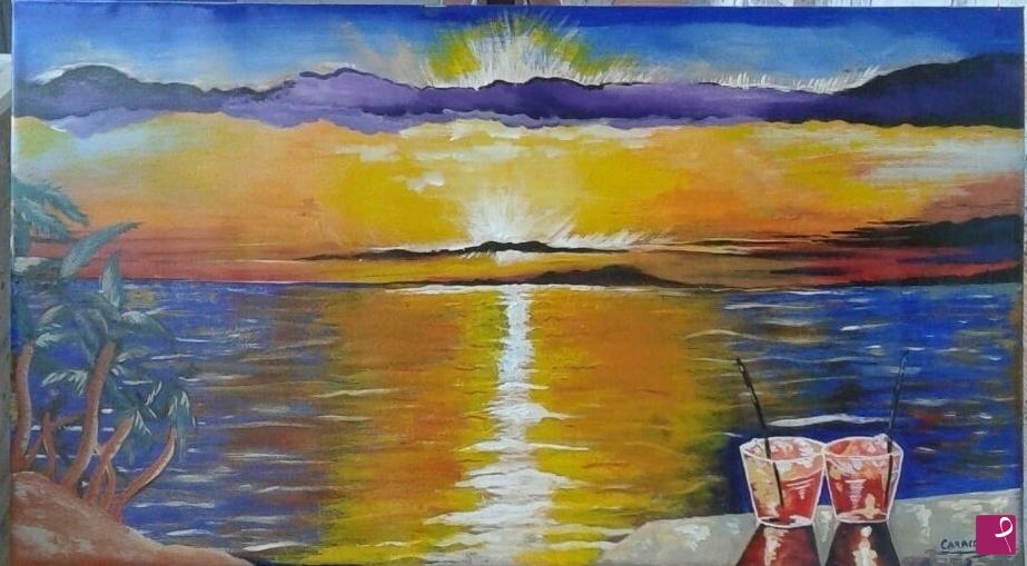 quadri in vendita online - Tramonto per due..