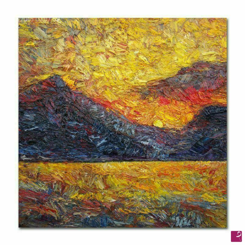 quadri in vendita online - Tramonto quadro originale moderno grande olio su tela