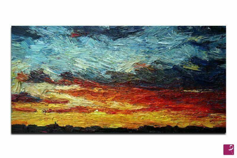 quadri in vendita online - Tramonto quadro originale moderno olio su tela