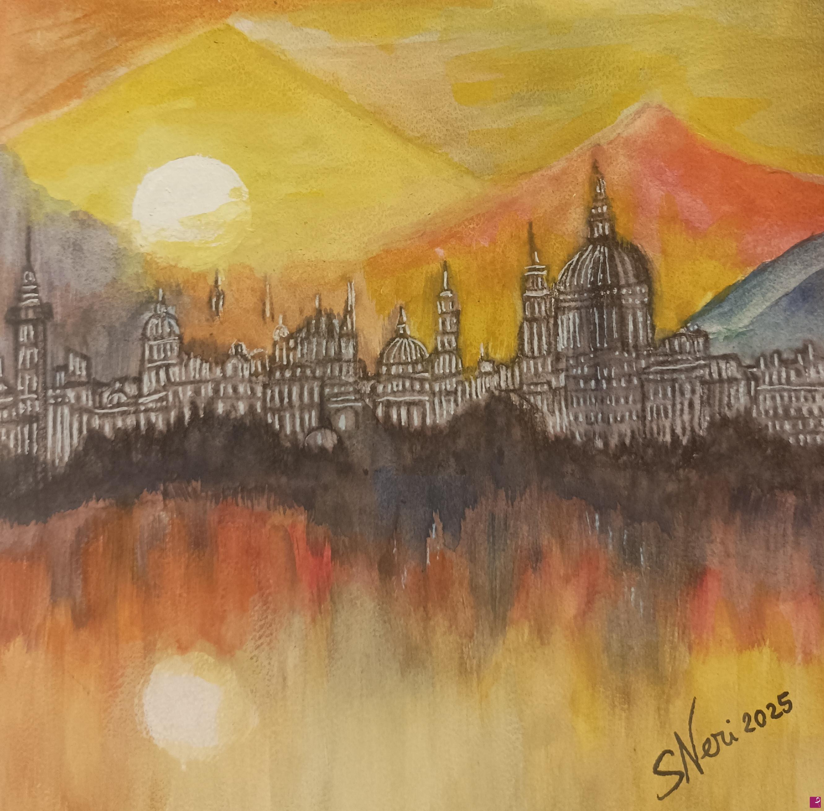 quadri in vendita online - Tramonto riflesso 