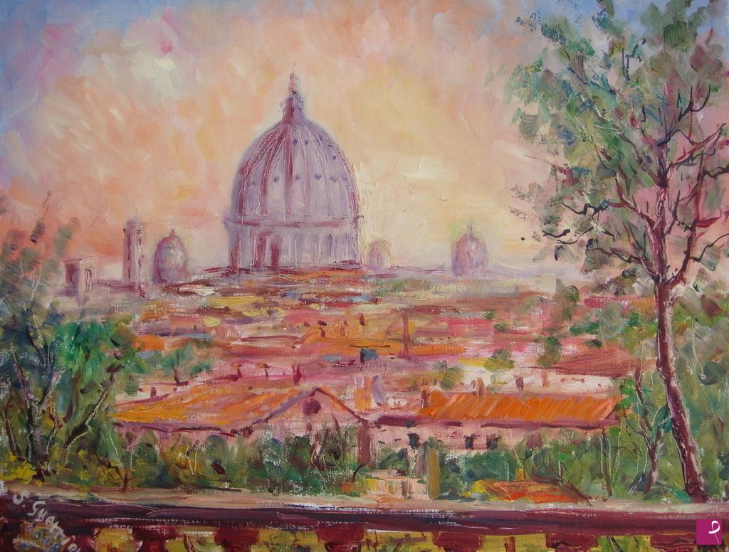 quadri in vendita online - Tramonto romano