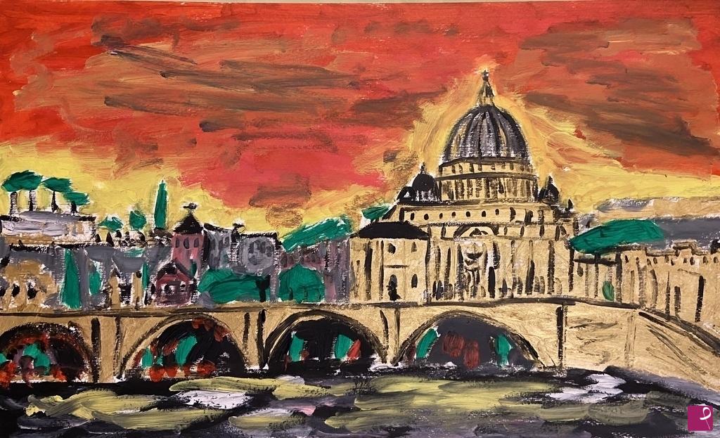 quadri in vendita online - Tramonto romano
