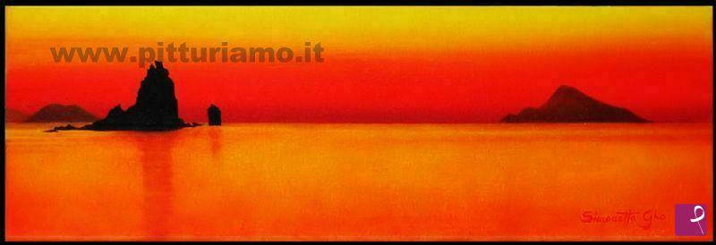 quadri in vendita online - Tramonto rosso