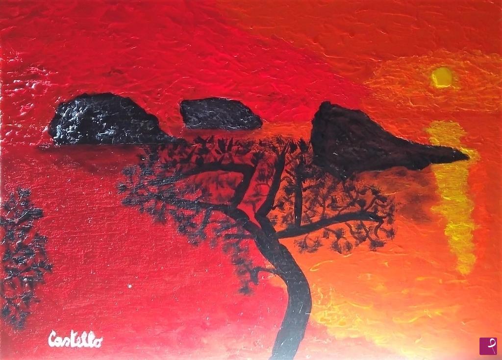 quadri in vendita online - tramonto rosso