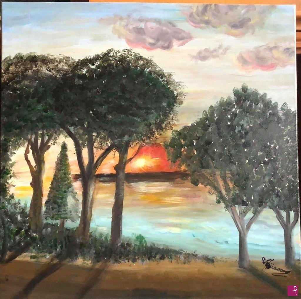 quadri in vendita online - Tramonto rosso