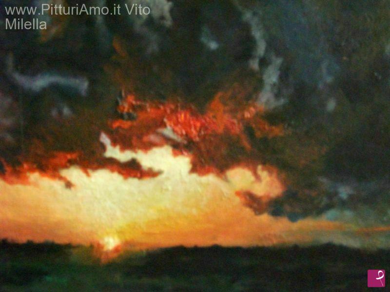 quadri in vendita online - Tramonto Rosso