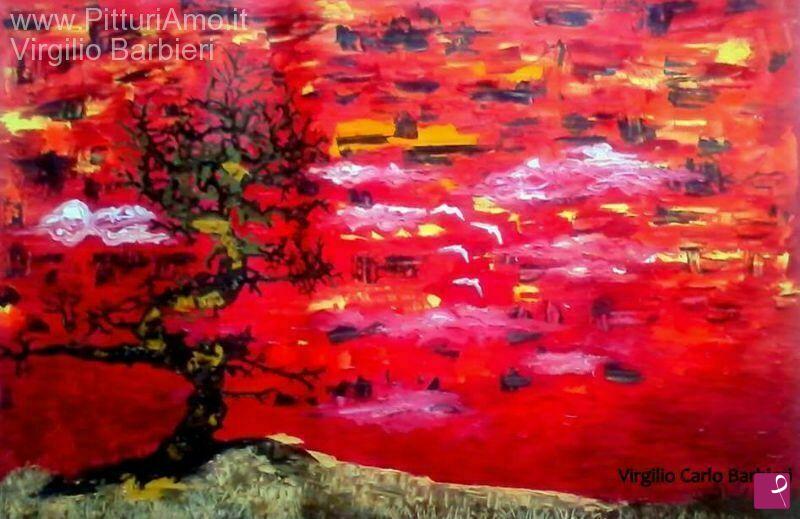 quadri in vendita online - Tramonto rosso