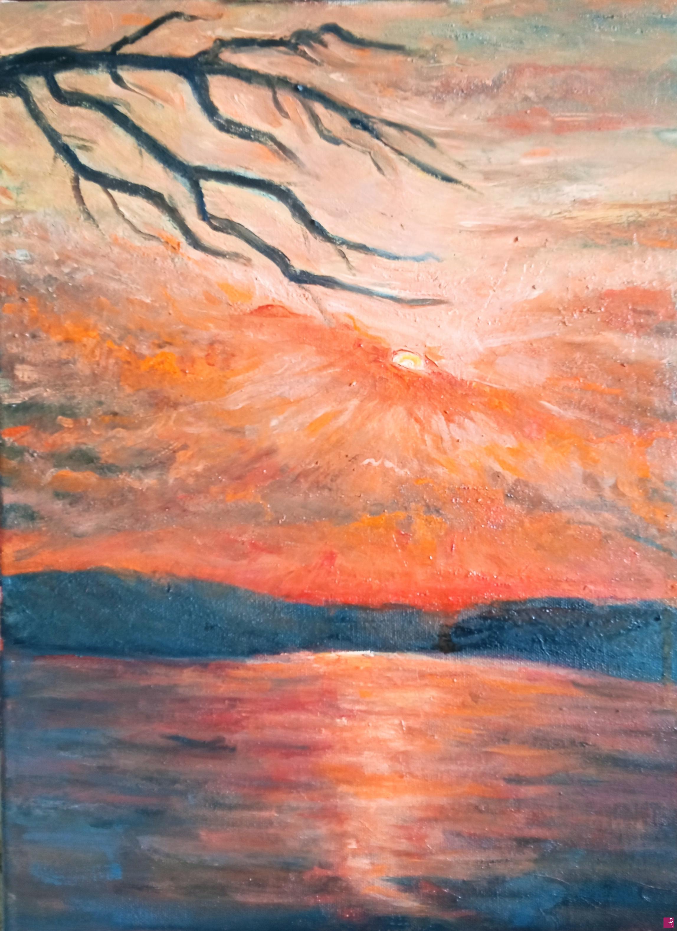 quadri in vendita online - Tramonto rosso 