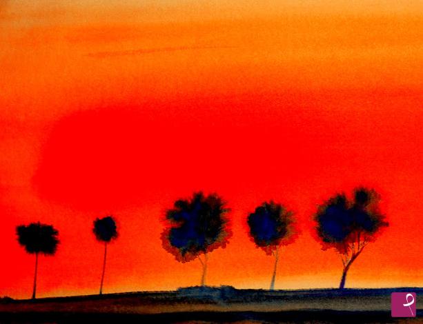 quadri in vendita online - tramonto rosso blu