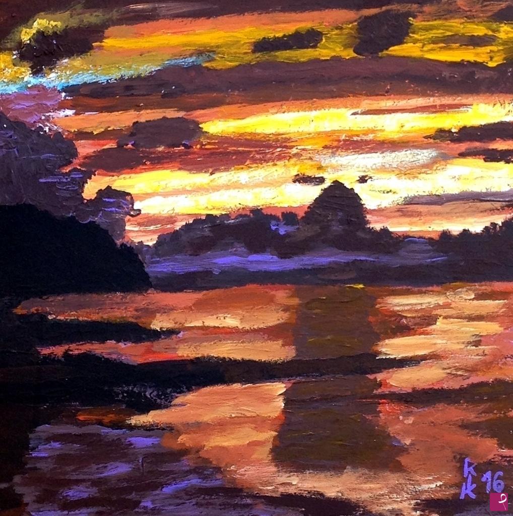 quadri in vendita online - TRAMONTO SCURO  IN THAILANDIA