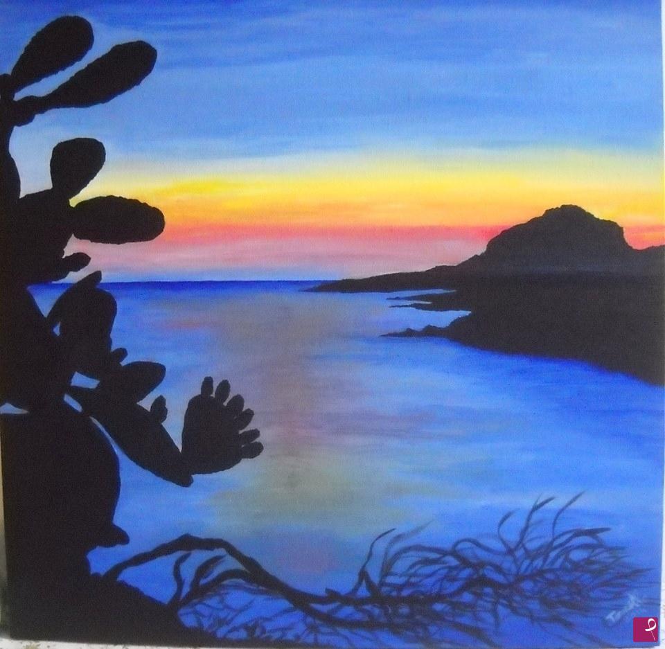 quadri in vendita online - tramonto siciliano (Cefalù)