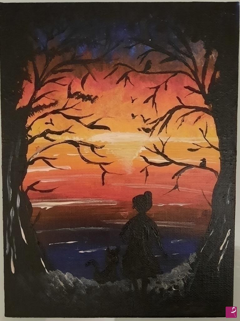 quadri in vendita online - Tramonto solitario 