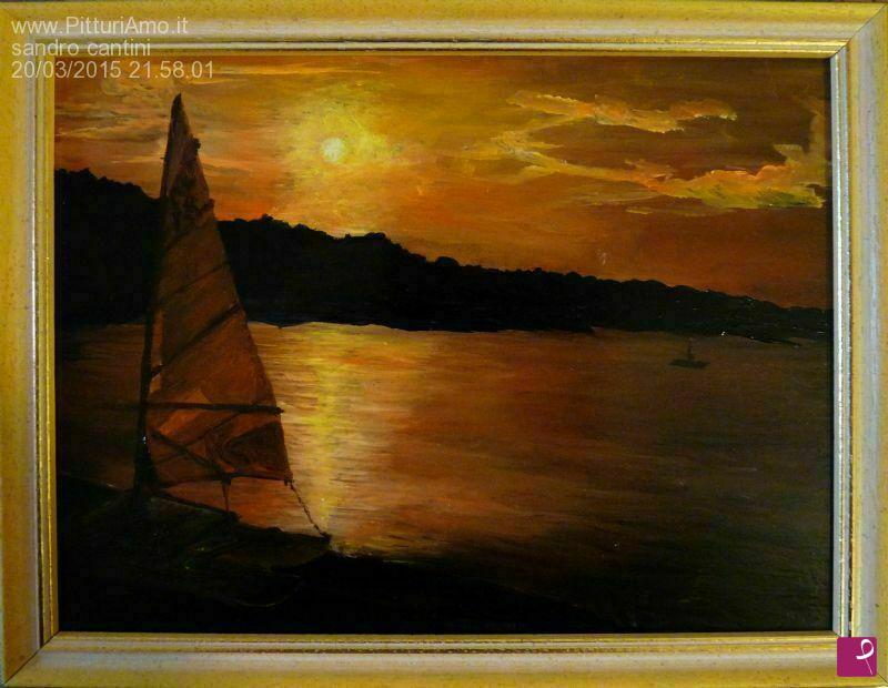 quadri in vendita online - tramonto su caprera - sardegna