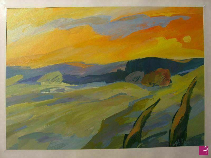 quadri in vendita online - Tramonto su carso