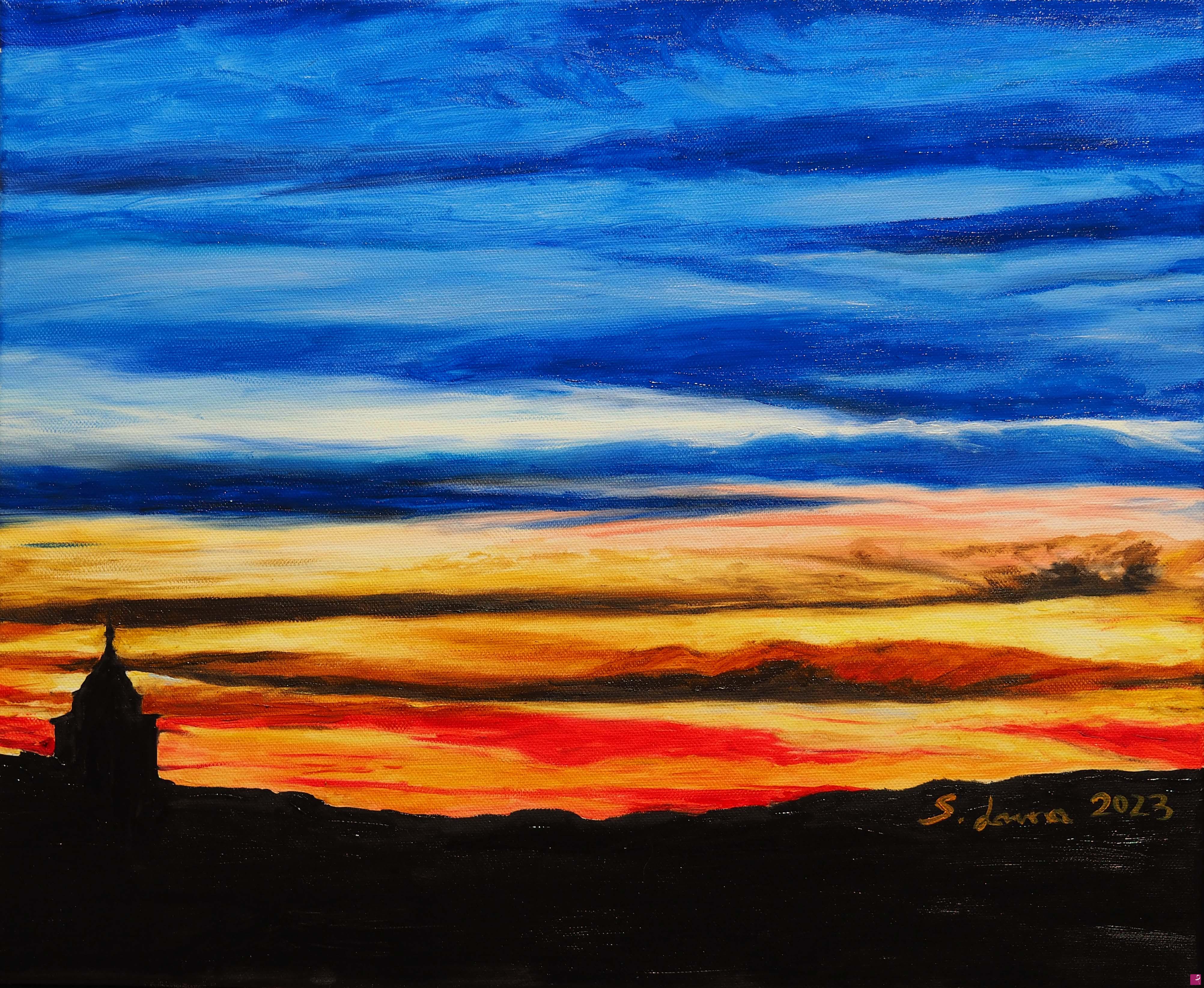 quadri in vendita online - Tramonto su Castelbottaccio (CB)