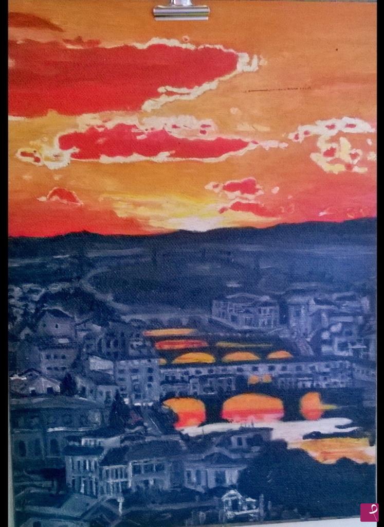 quadri in vendita online -  tramonto su firenze il  ponte vecchio