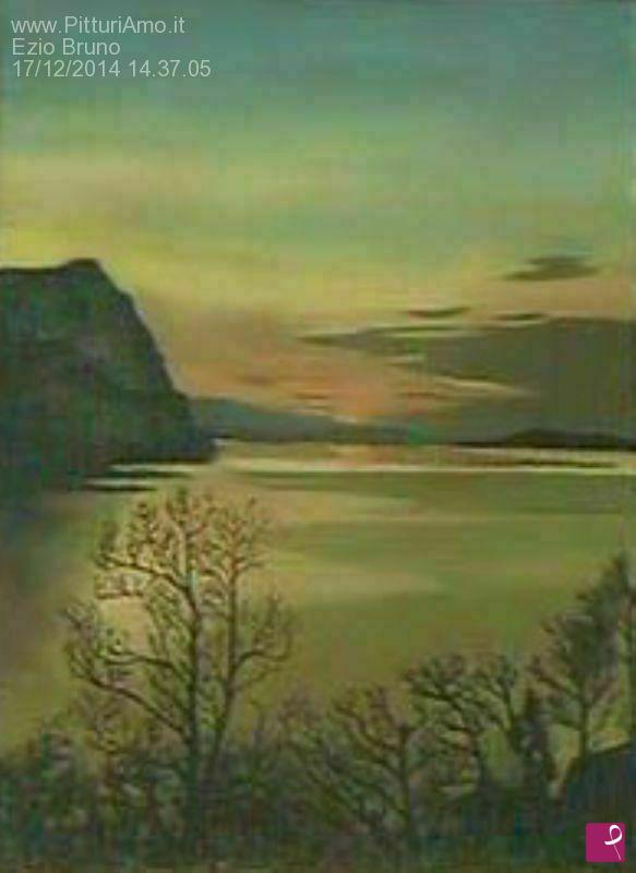 quadri in vendita online - Tramonto su lago