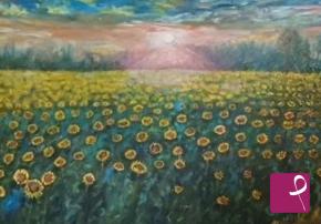 quadri in vendita online - tramonto sui girasoli