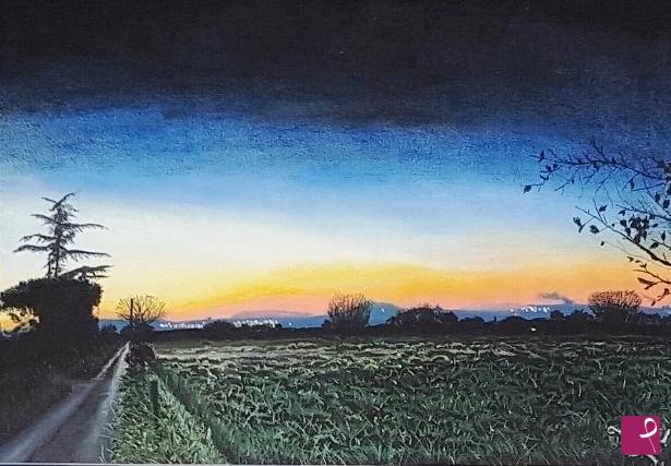 quadri in vendita online - Tramonto sul Campo