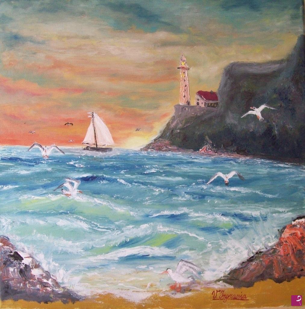 quadri in vendita online - tramonto sul faro