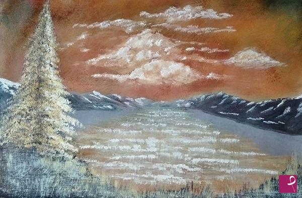quadri in vendita online - Tramonto sul fiordo