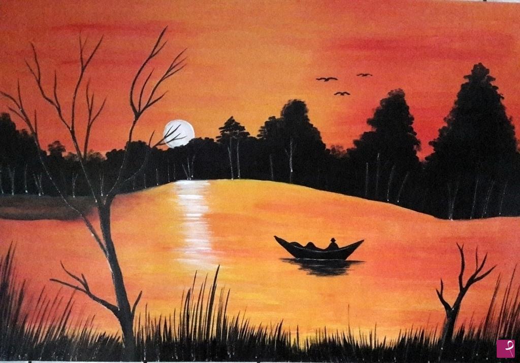 quadri in vendita online - tramonto sul fiume