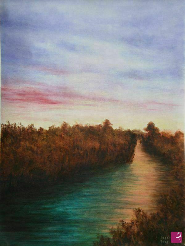 quadri in vendita online - tramonto sul fiume