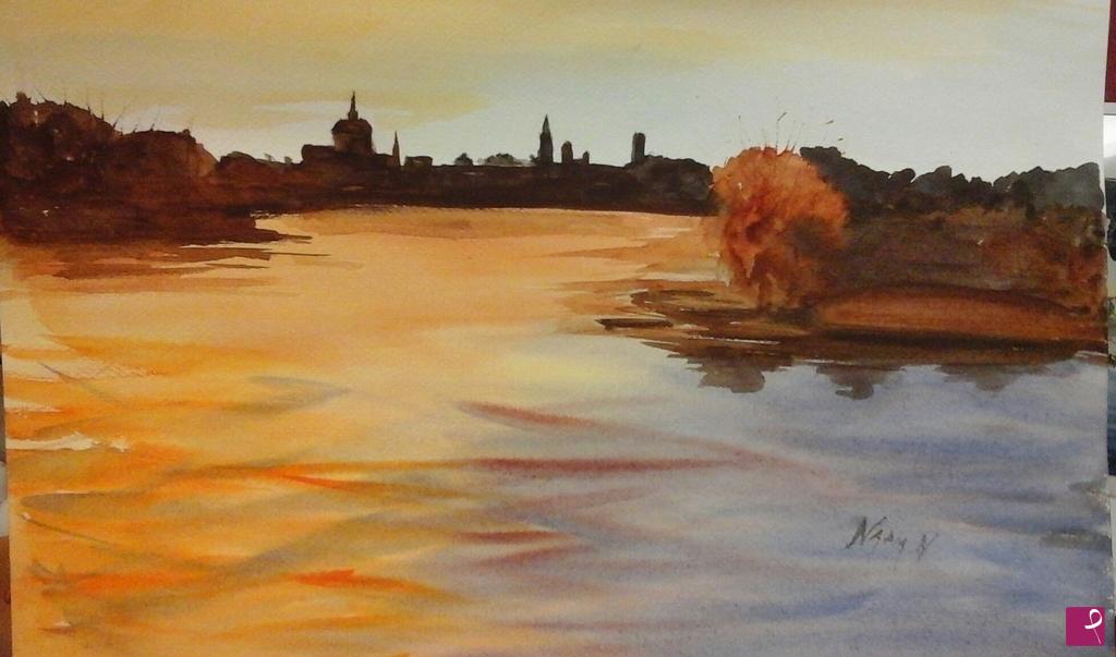 quadri in vendita online - tramonto sul fiume