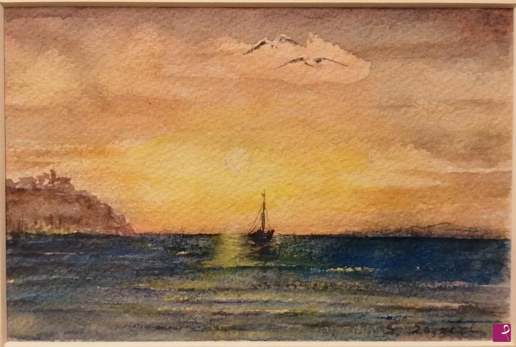 quadri in vendita online - Tramonto sul golfo di Baratti