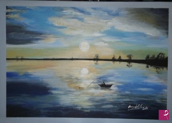 quadri in vendita online - tramonto sul lago