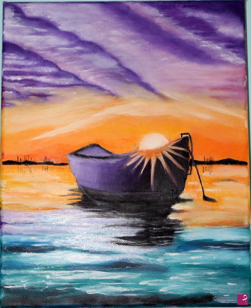 quadri in vendita online - Tramonto sul lago