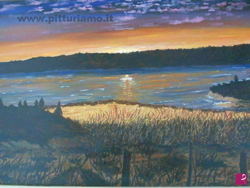 quadri in vendita online - TRAMONTO SUL LAGO
