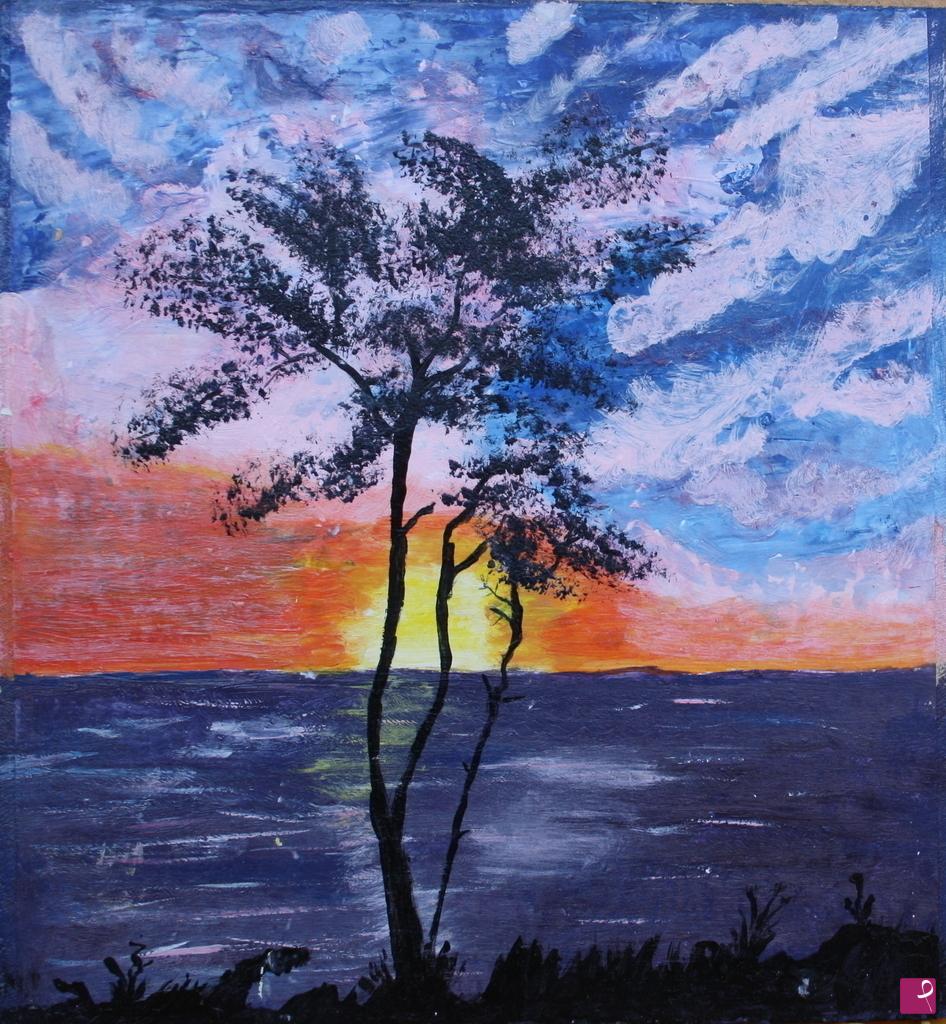 quadri in vendita online - tramonto sul lago