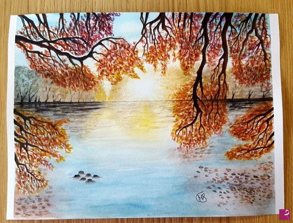 quadri in vendita online - Tramonto sul lago