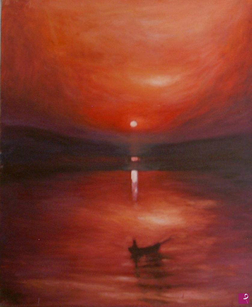 quadri in vendita online - tramonto sul lago