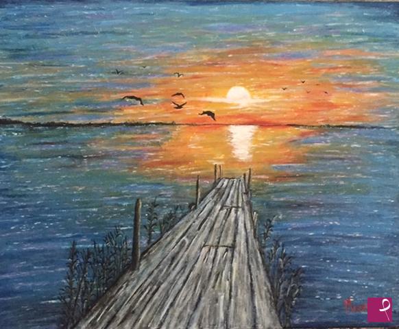 quadri in vendita online - Tramonto sul lago