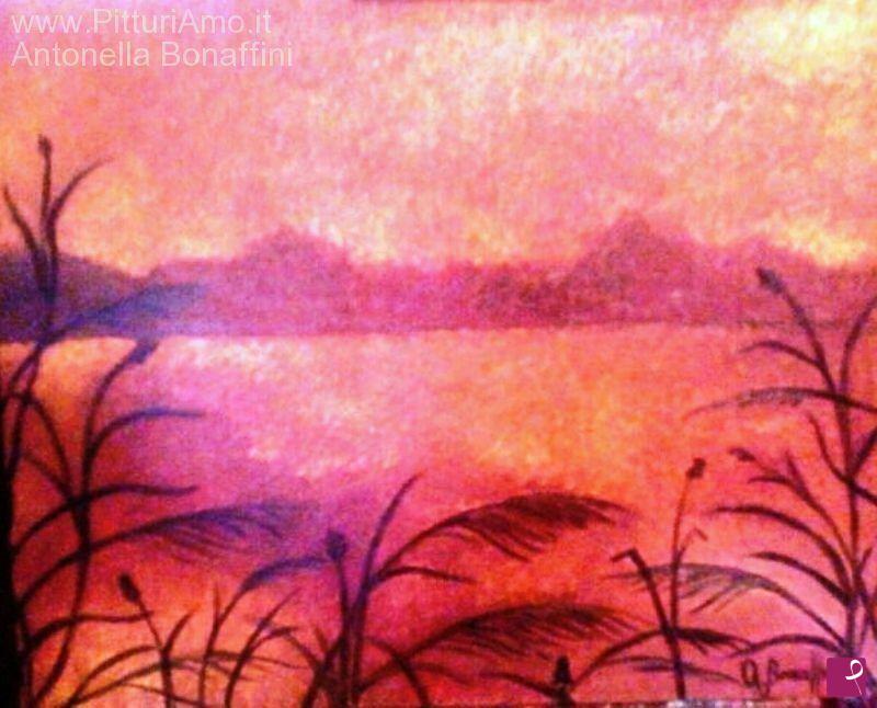 quadri in vendita online - TRAMONTO SUL LAGO
