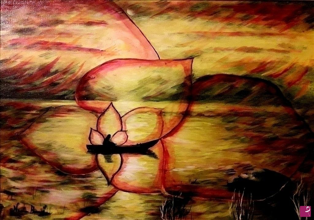 quadri in vendita online - Tramonto sul lago