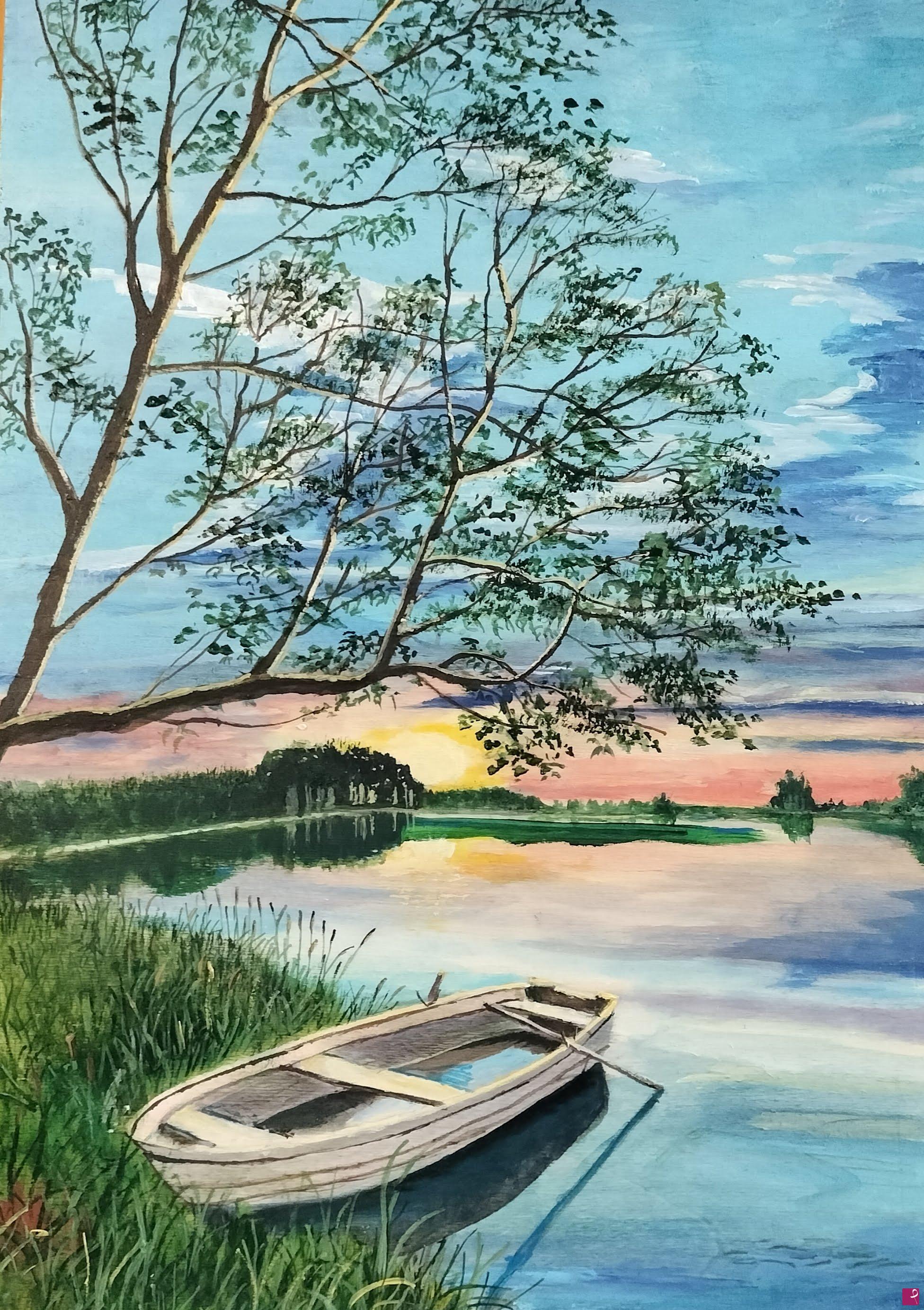 quadri in vendita online - Tramonto sul lago