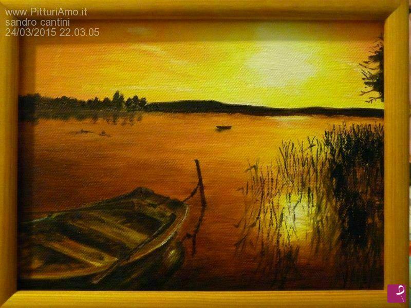 quadri in vendita online - Tramonto sul Lago