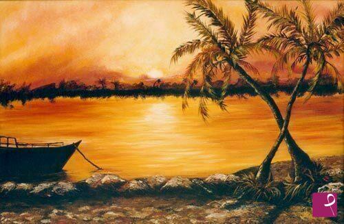 quadri in vendita online - Tramonto sul lago