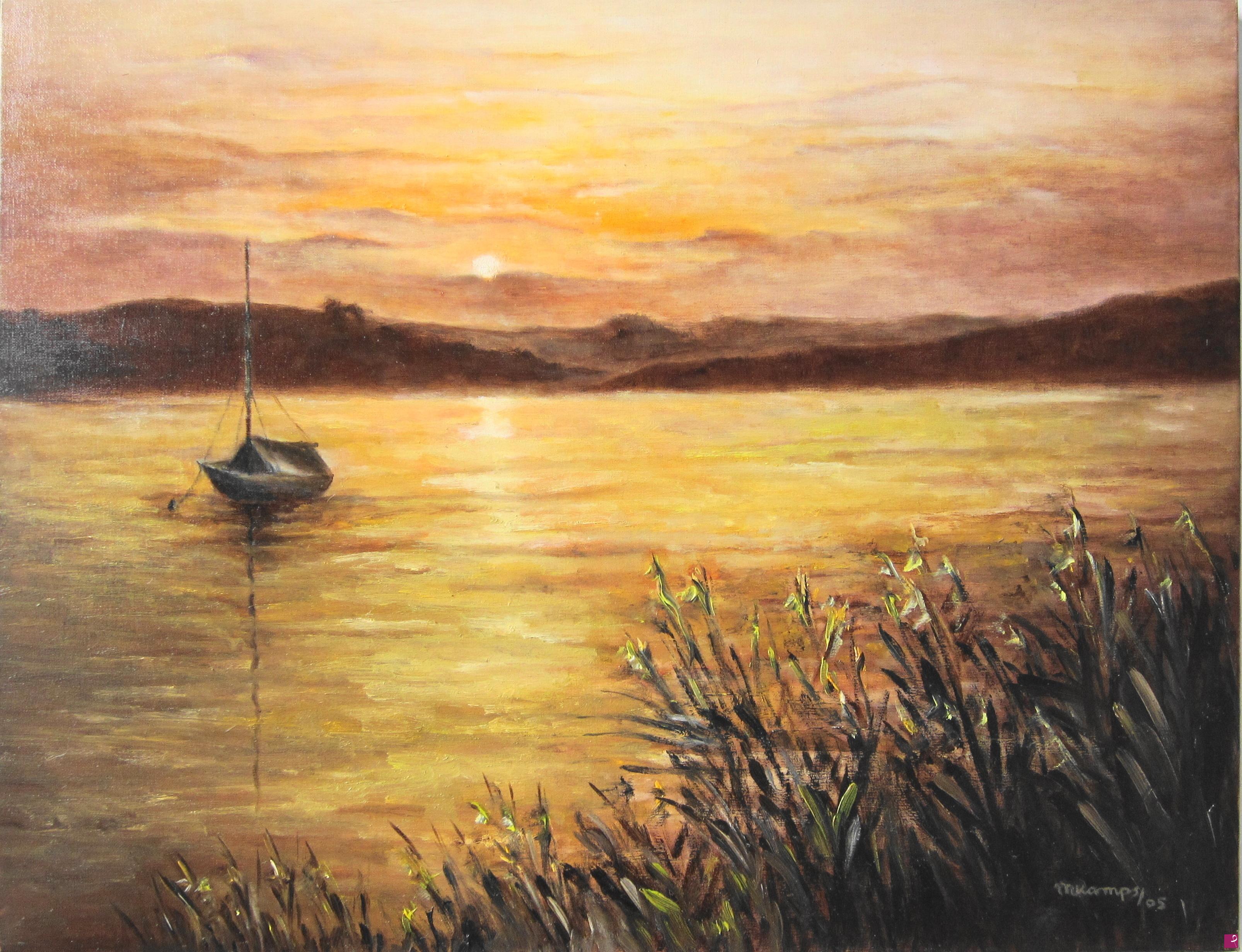 quadri in vendita online - "Tramonto sul Lago di Viverone".