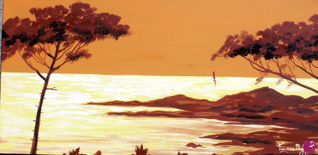 quadri in vendita online - Tramonto sul mare